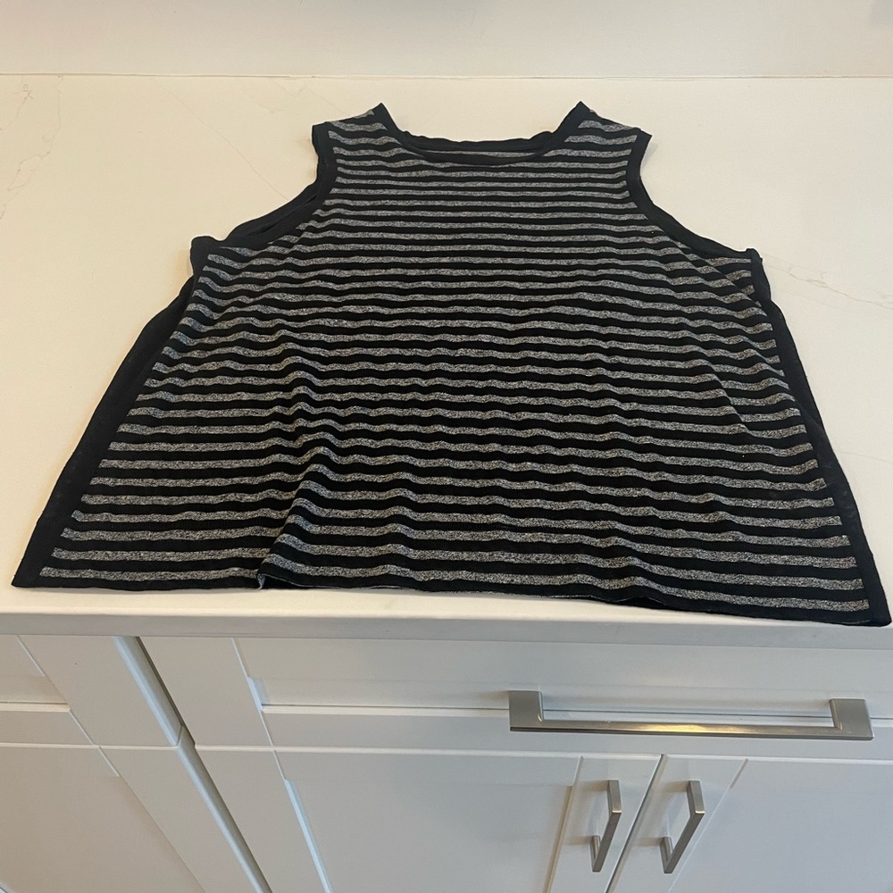 Rag & Bone Womens Black and Gray Striped Linen Top Shirt Tank Sleeveless New XS